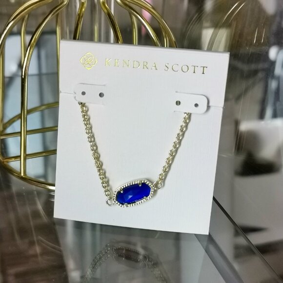 Kendra Scott - Elaina Cobalt Cat's Eye Gold Adjustable Chain Bracelet - NEW - Picture 1 of 3
